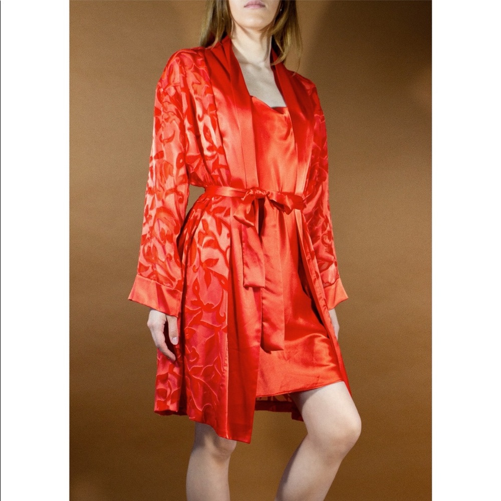 Oscar de la Renta vintage red/orange slip dress set.